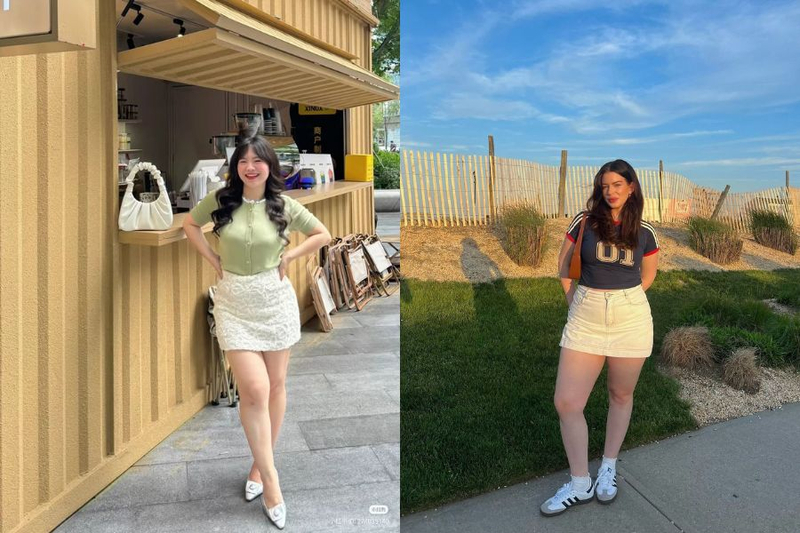 Sự kết hợp giữa áo croptop và chân váy cạp cao giúp tạo hiệu ứng thon gọn cho vòng eo (Nguồn: Internet) Sự kết hợp giữa áo croptop và chân váy cạp cao giúp tạo hiệu ứng thon gọn cho vòng eo (Nguồn: Internet)