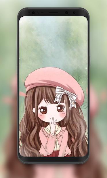 Hình nền iPhone cute anime nữ dễ thương với phong cách màu sắc mềm mại (Nguồn: Internet)