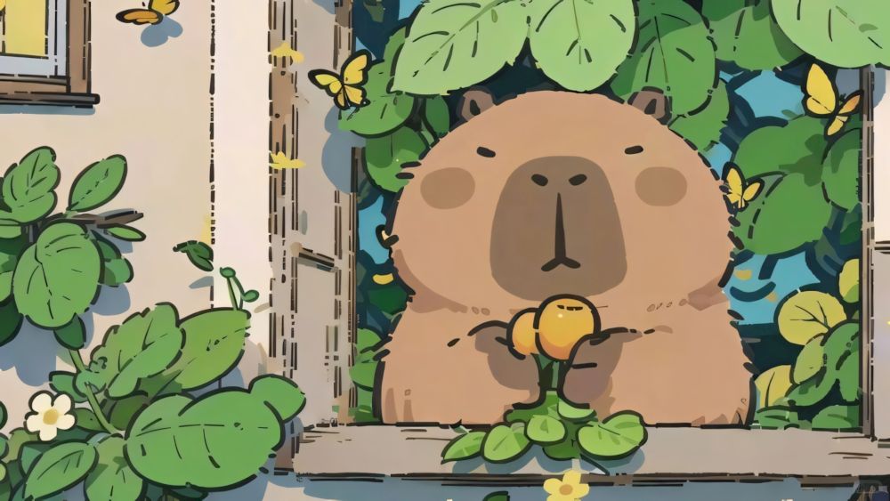 Hình nền máy tính Capybara độ phân giải 4K mang đến vẻ đẹp sắc nét và sự thư giãn tối đa cho góc làm việc (Nguồn: Internet)