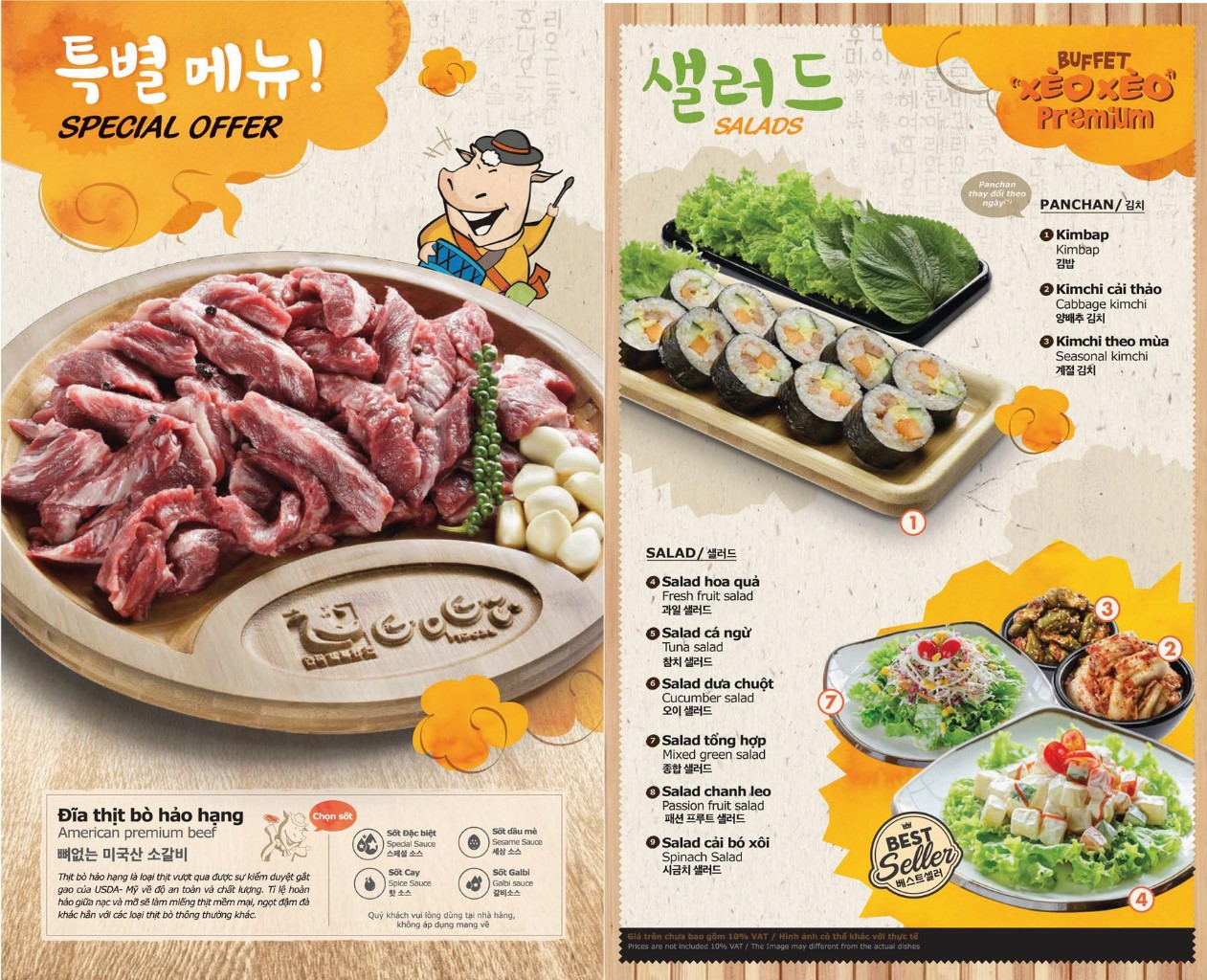Menu buffet Xèo Xèo Premium Gogi House gói buffet cao cấp nhất