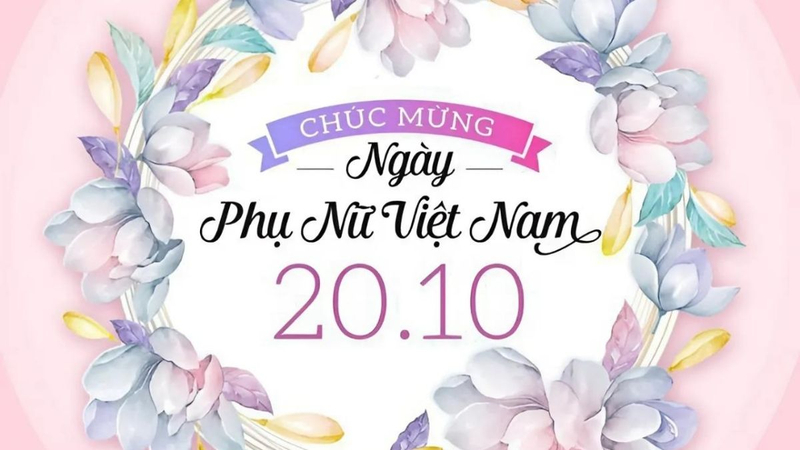 Background 20/10 khung hoa pastel với thiết kế mềm mại, phù hợp làm thiệp điện tử. (Nguồn: Internet)
