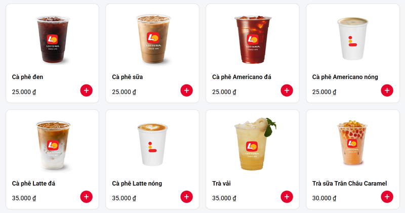 Lotteria cung cấp nhiều lựa chọn đồ uống và món tráng miệng giúp hoàn thiện trải nghiệm thưởng thức sau bữa ăn.