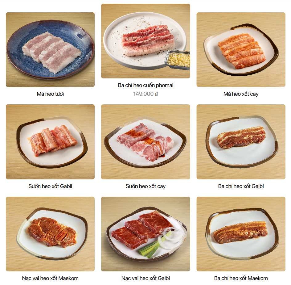 Các món heo buffet Xèo Xèo