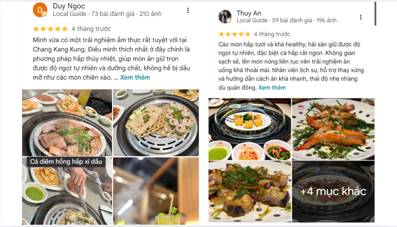 Chang Kang Kung được thực khách đánh giá cao với trải nghiệm đồ ăn tươi ngon và sạch sẽ.