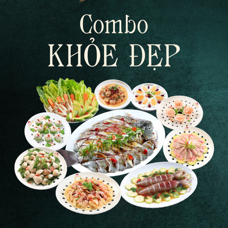 Combo Khỏe Đẹp cân đối giữa cá, hải sản, thịt, rau củ và dimsum. (Nguồn: Internet)