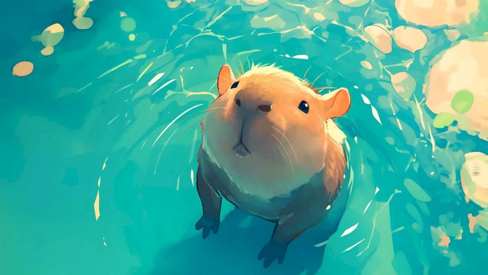 Hình ảnh Capybara thư thả hòa mình cùng thiên nhiên tạo cảm giác bình yên tuyệt đối (Nguồn: Internet)