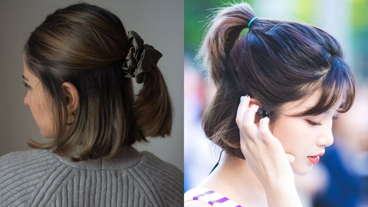 Tóc ngắn buộc nửa đáng yêu và năng động