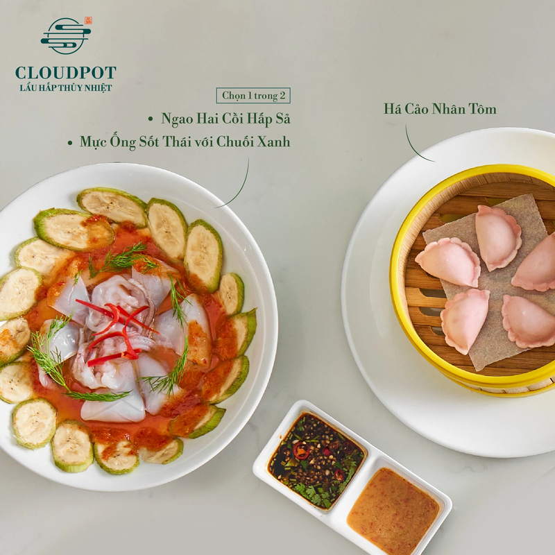 Nồi lẩu hấp thủy nhiệt Cloud Pot kết hợp nhiều loại nguyên liệu trong một bữa ăn. (Nguồn: Internet)