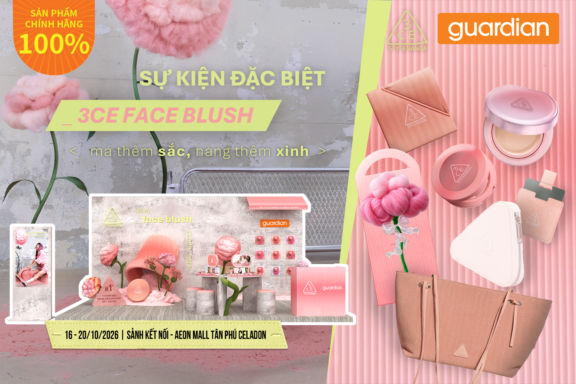 3CE FACE BLUSH – MÁ THÊM SẮC, NÀNG THÊM XINH TẠI AEON MALL TÂN PHÚ CELADON