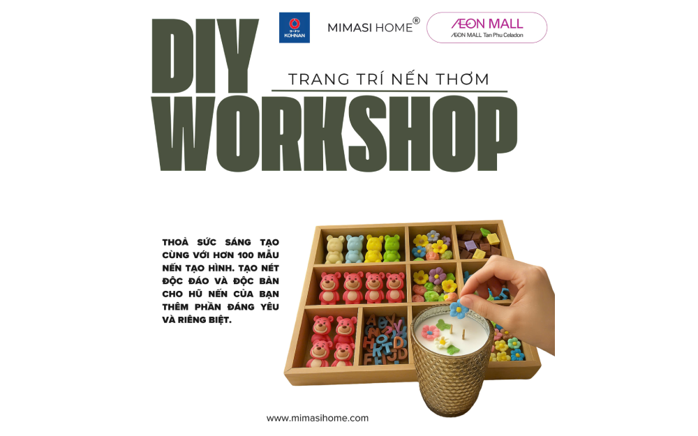 WORKSHOP TRANG TRÍ NẾN THƠM VÀ THÊU CHỮ LÊN CÁC SẢN PHẨM VẢI GIA DỤNG