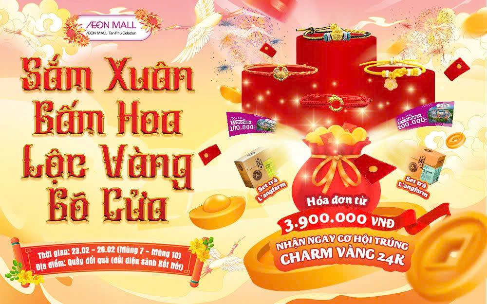 SẮM XUÂN GẤM HOA LỘC VÀNG GÕ CỬA