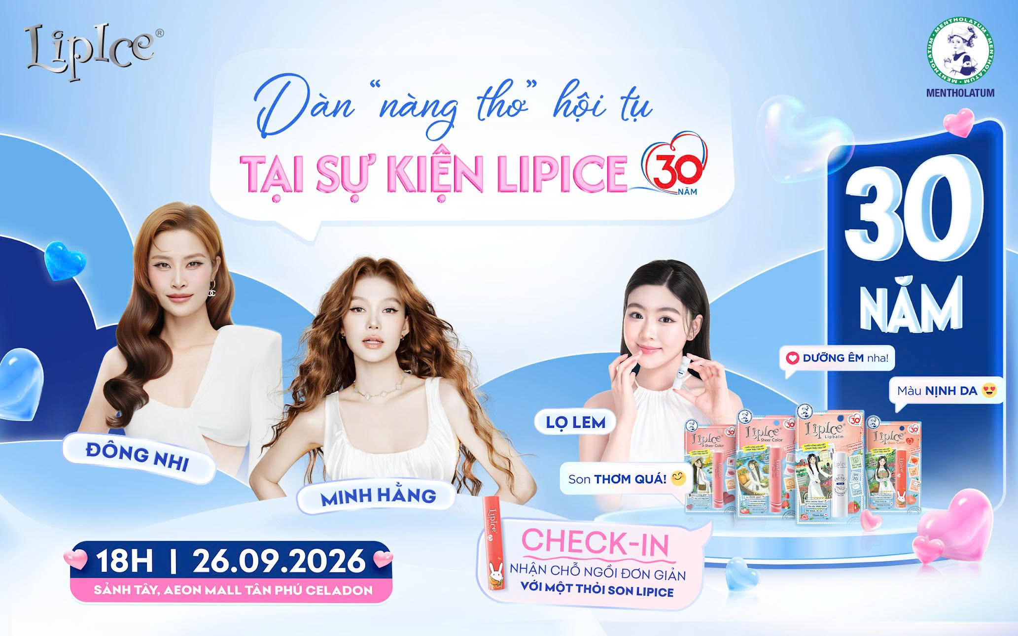 [SỰ KIỆN LIPICE 30 NĂM] – HỘI NGỘ DÀN “NÀNG THƠ” ĐẶC BIỆT TẠI AEON MALL TÂN PHÚ CELADON