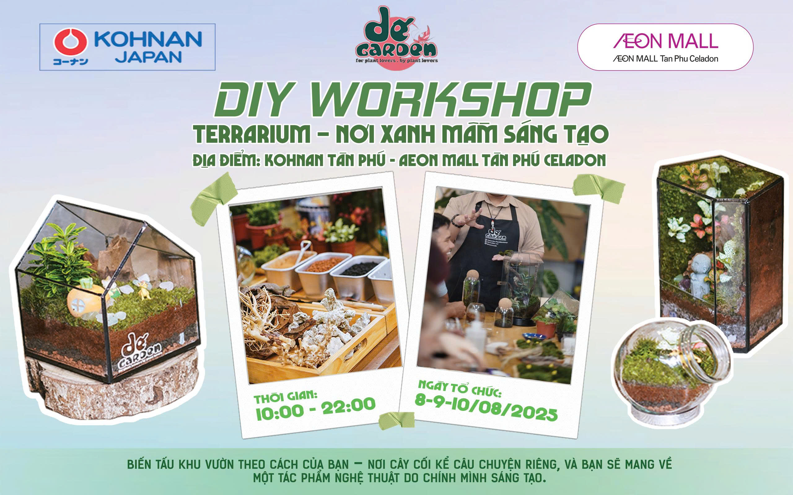 TERRARIUM - NƠI XANH MẦM SÁNG TẠO CÙNG DẾ GARDEN TẠI KOHNAN TÂN PHÚ