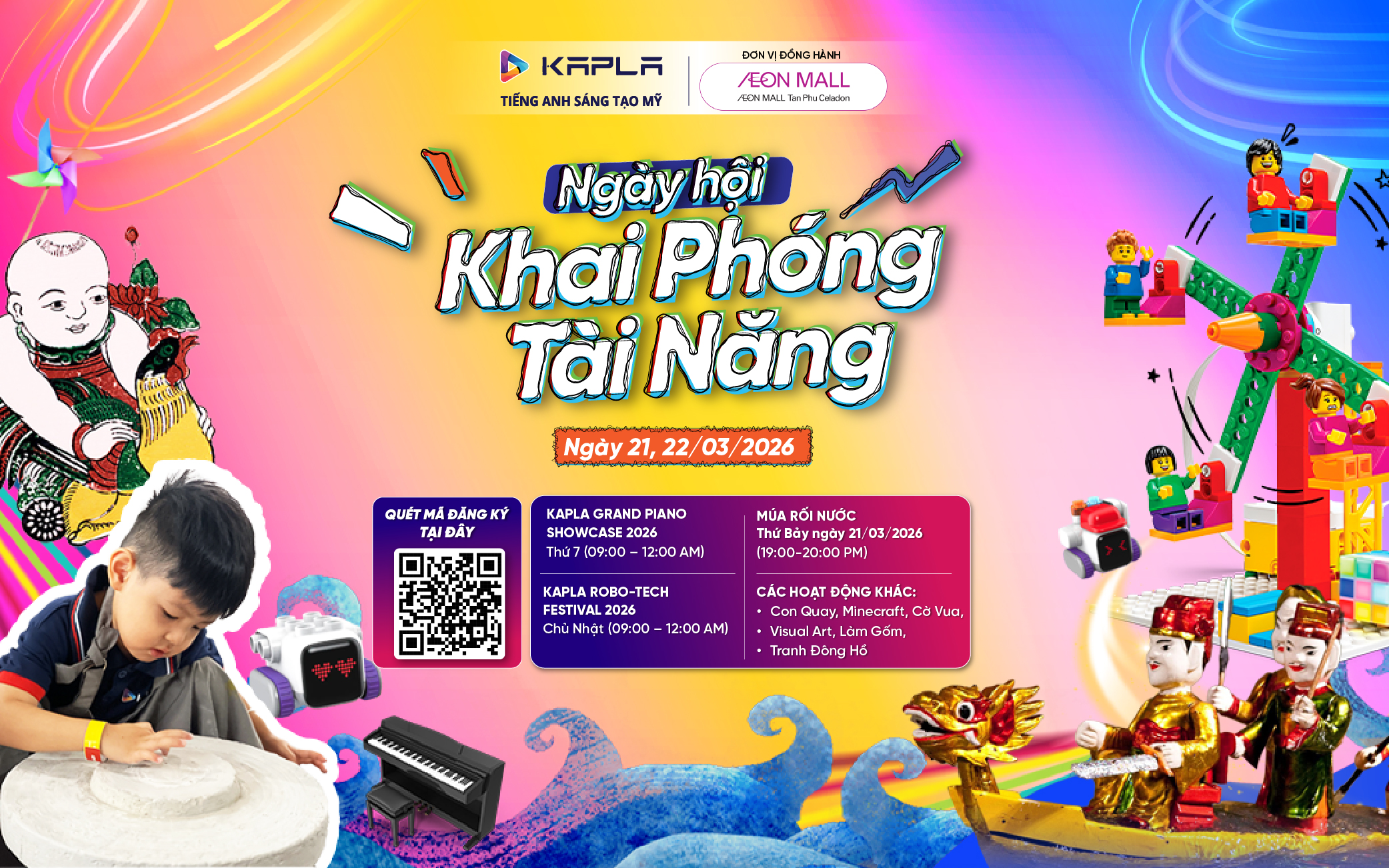 [KAPLA x AEON MALL TÂN PHÚ] - CUỐI TUẦN "ĐỔI GIÓ" CHO CON: TỪ NGHỆ THUẬT DÂN GIAN ĐẾN CÔNG NGHỆ ROBOTICS!