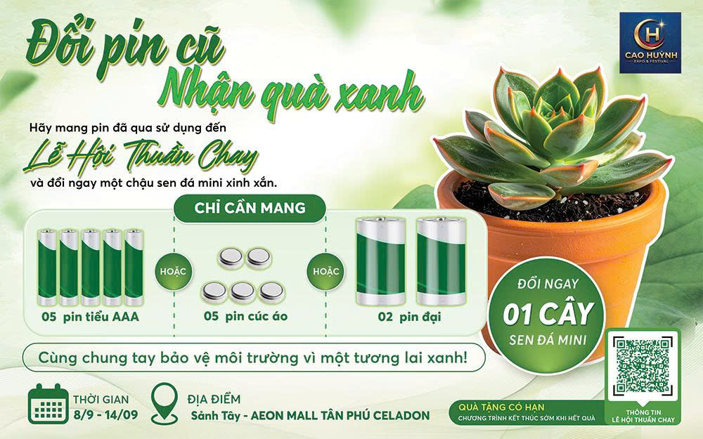 ĐỔI PIN CŨ – NHẬN QUÀ XANH TẠI LỄ HỘI THUẦN CHAY 2026
