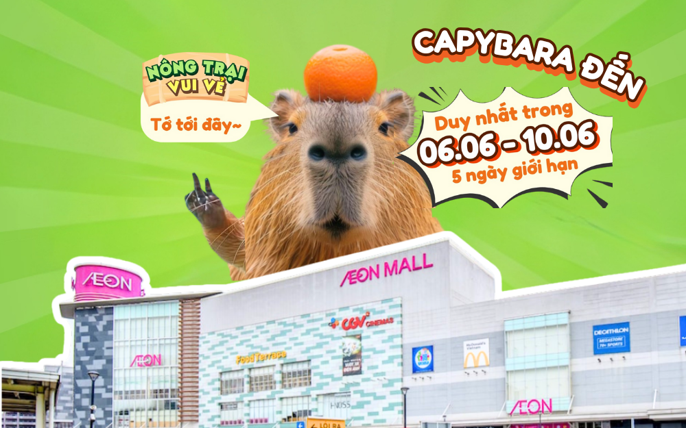 CHẤN ĐỘNG – CAPYBARA LẦN ĐẦU TIÊN ĐỔ BỘ AEON MALL TÂN PHÚ CELADON
