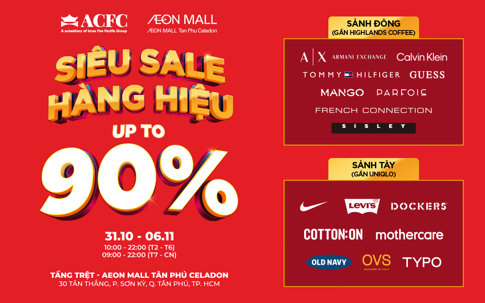 ACFC SIÊU SALE HÀNG HIỆU LÊN ĐẾN 90%