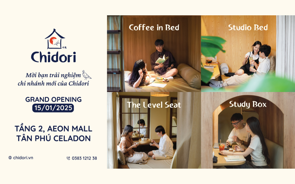 CHIDORI COFFEE IN BED CÓ MẶT TẠI AEON MALL TÂN PHÚ CELADON