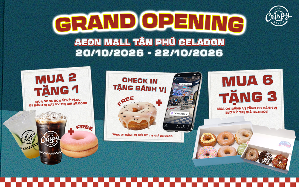 [KHAI TRƯƠNG CỬA HÀNG MỚI] CRISPY DONUTS AEON MALL TÂN PHÚ CELADON
