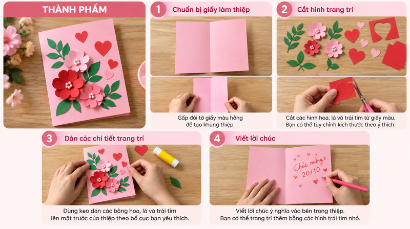 Cách làm thiệp 20 10: 15+ mẫu đẹp, đơn giản, dễ làm