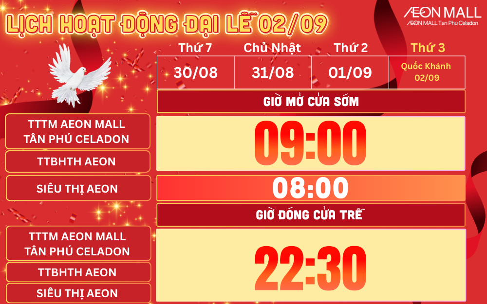 LỊCH HOẠT ĐỘNG ĐẠI LỄ 02/09