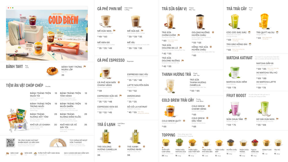 Menu Katinat mới nhất có gì? Tham khảo bảng giá & các món nên thử