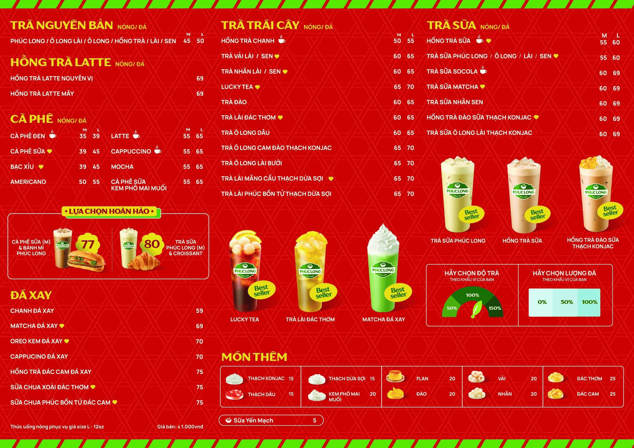 Cập nhật menu Phúc Long đầy đủ kèm giá chi tiết tết 2026
