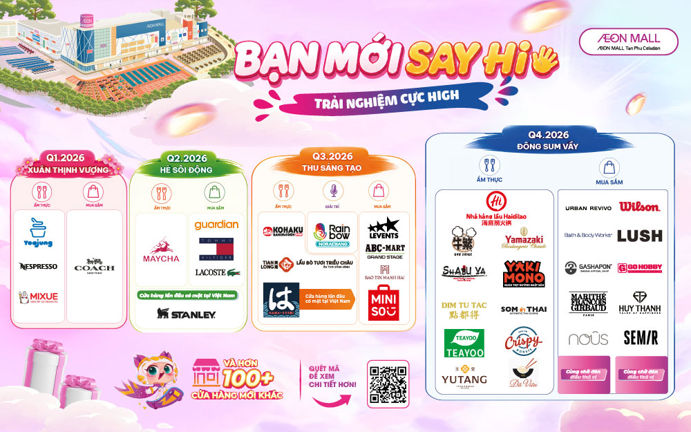 HÀNG LOẠT THƯƠNG HIỆU MỚI LIÊN TỤC GIA NHẬP AEON MALL TÂN PHÚ CELADON