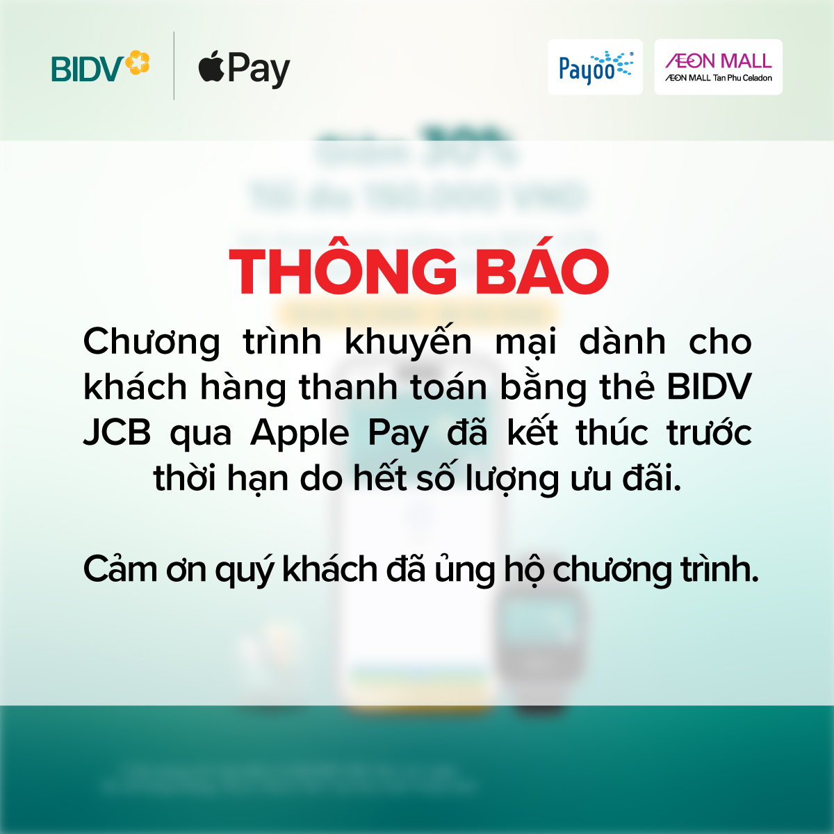 ƯU ĐÃI ĐẾN 30% VỚI THẺ JCB BIDV KHI THANH TOÁN QUA APPLE PAY