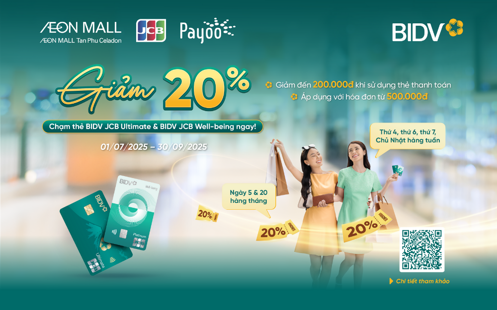 BIDV - GIẢM NGAY 20% TỐI ĐA 200.000 VNĐ