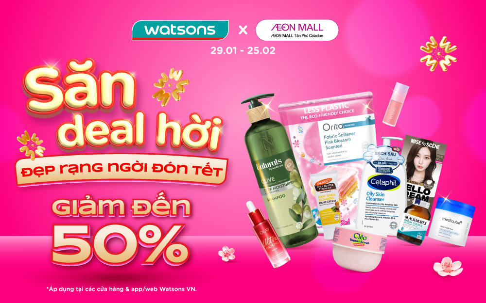 SĂN DEAL HỜI - ĐẸP RẠNG NGỜI ĐÓN TẾT CÙNG WATSONS |  MUA 1 TẶNG 1 - GIẢM ĐẾN 50%