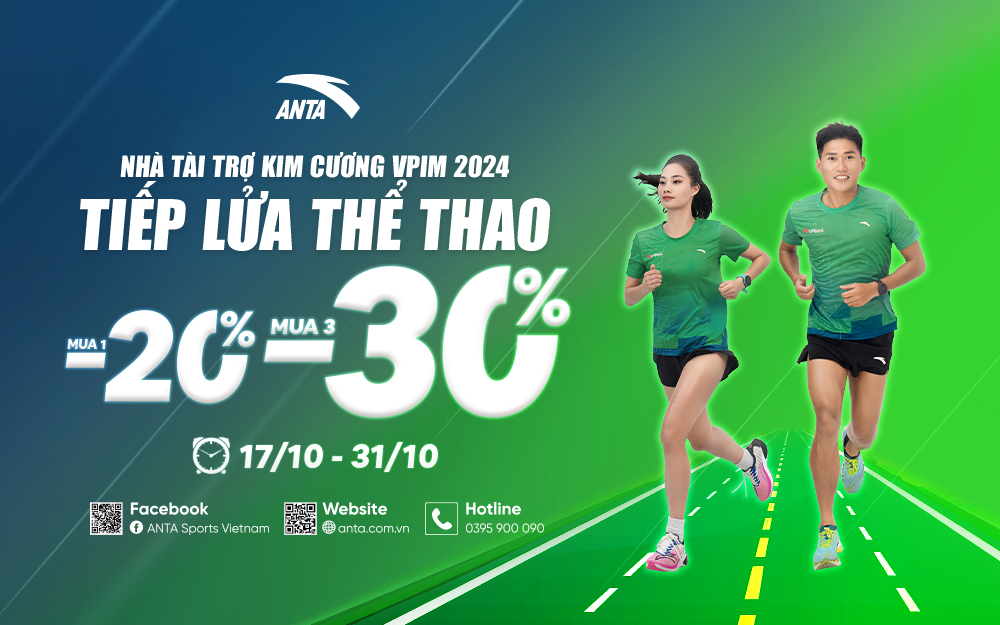 TIẾP NHIỆT THỂ THAO, ANTA ƯU ĐÃI TỚI 30% CÁC SẢN PHẨM HOT THÁNG 10