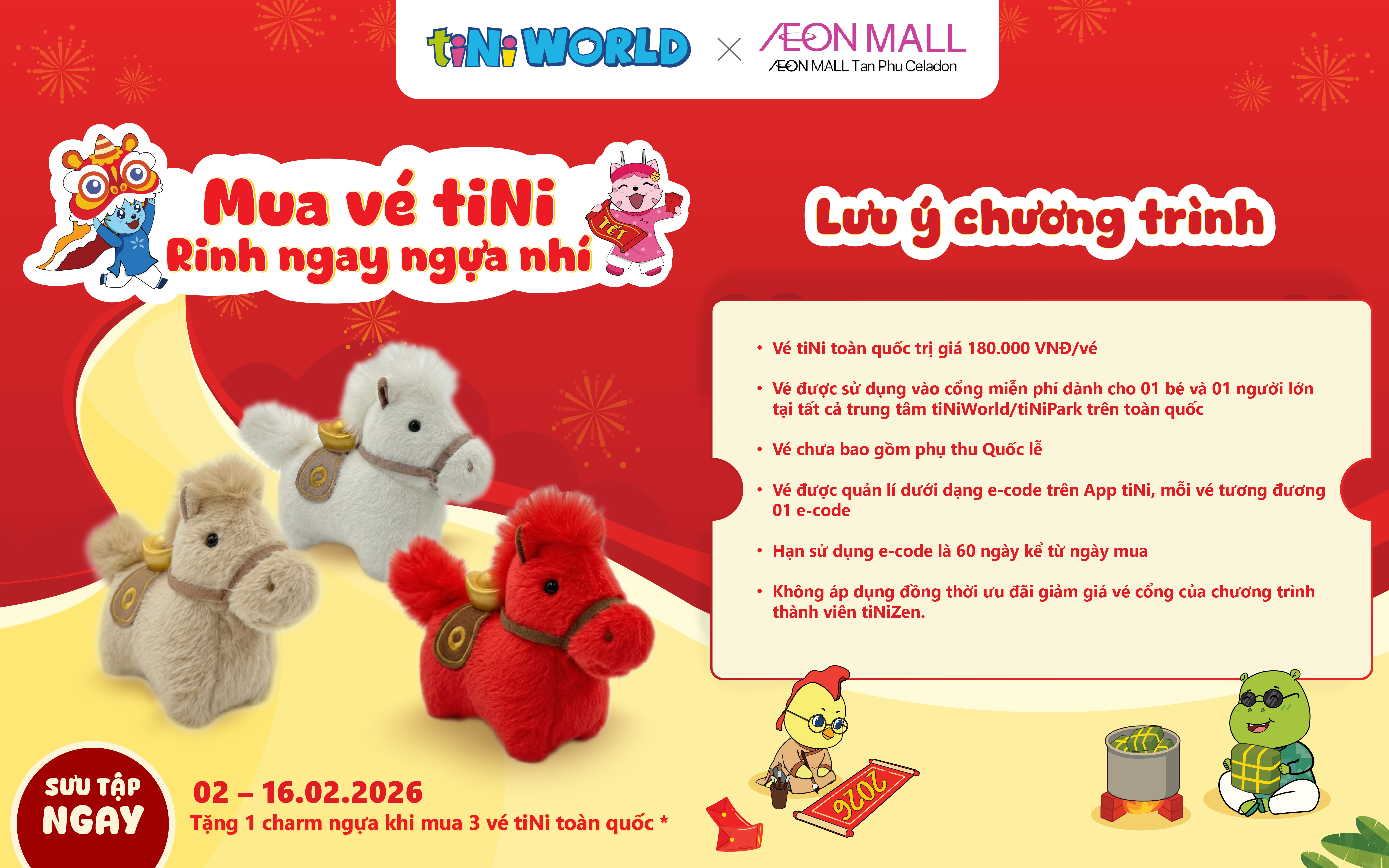 MUA VÉ TINIWORLD RINH NGAY CHARM NGỰA NHÍ