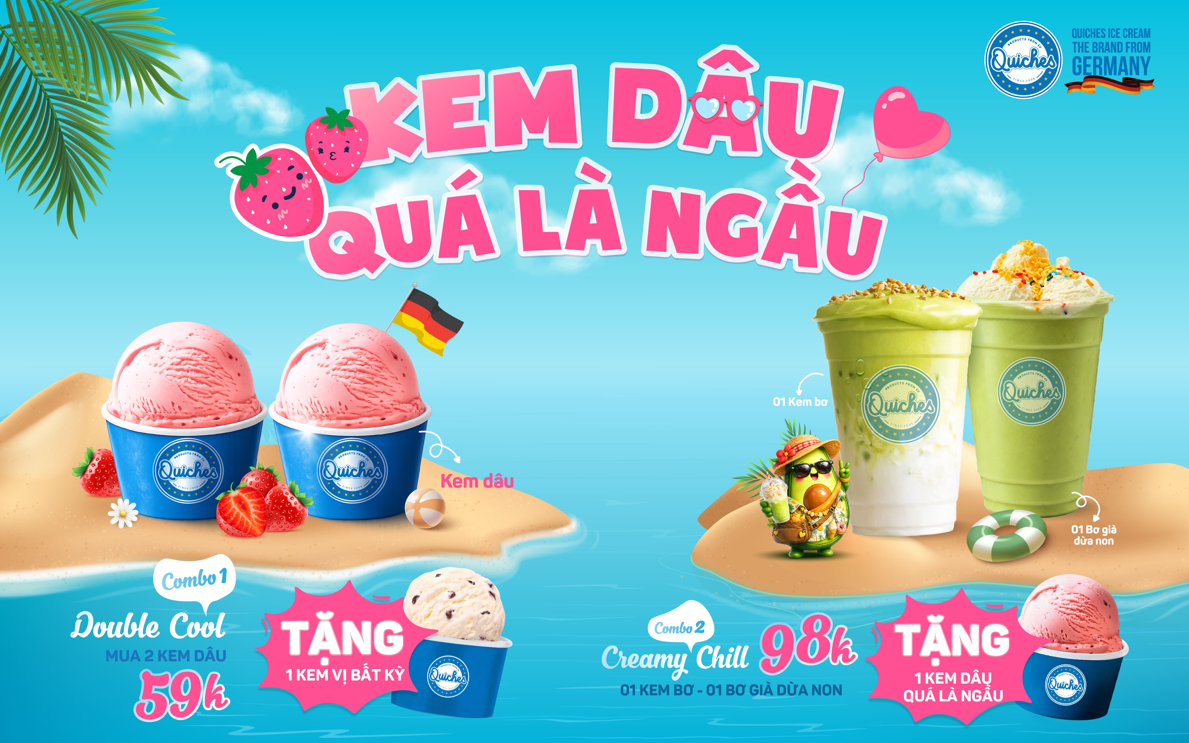QUICHES | XUA TAN NẮNG HÈ CÙNG KEM DÂU QUÁ LÀ NGẦU TẠI QUICHES