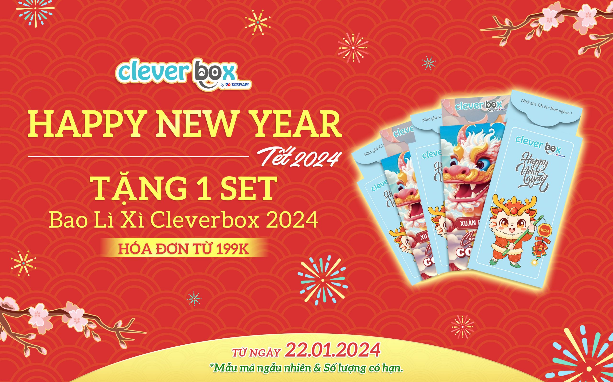 TẶNG 1 SET BAO LÌ XÌ CLEVERBOX CHO ĐƠN TỪ 199K