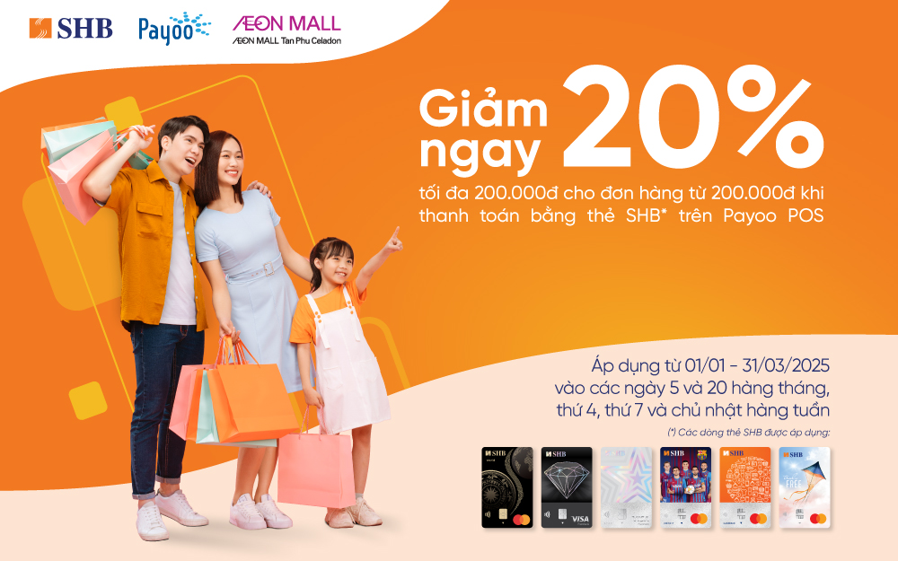 GIẢM NGAY 20% CÙNG SHB