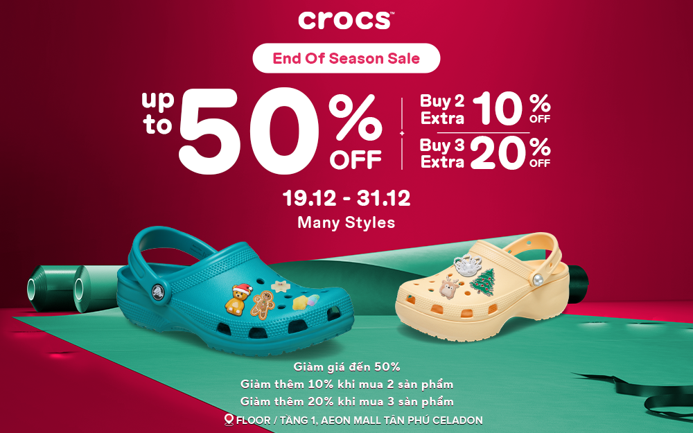 CROCS TƯNG BỪNG SIÊU SALE CUỐI NĂM
