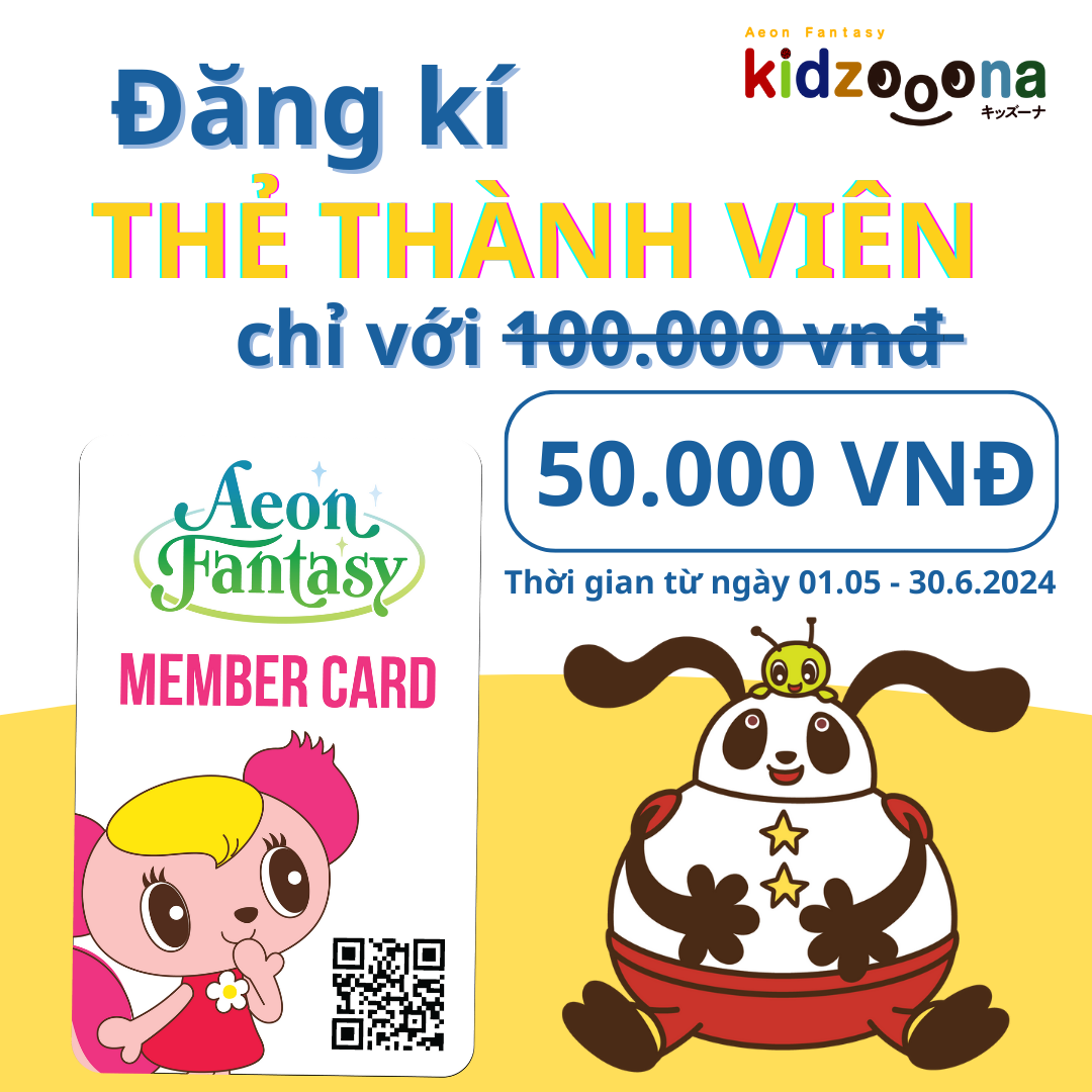 ĐĂNG KÍ THẺ THÀNH VIÊN KIDZOOONA CHỈ VỚI 50.000 VNĐ