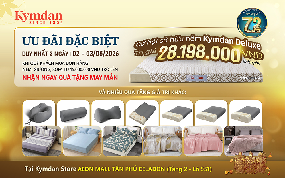 QUÀ TẶNG MAY MẮN – CƠ HỘI SỞ HỮU NỆM KYMDAN DELUXE TRỊ GIÁ 28.198.000 VND ️