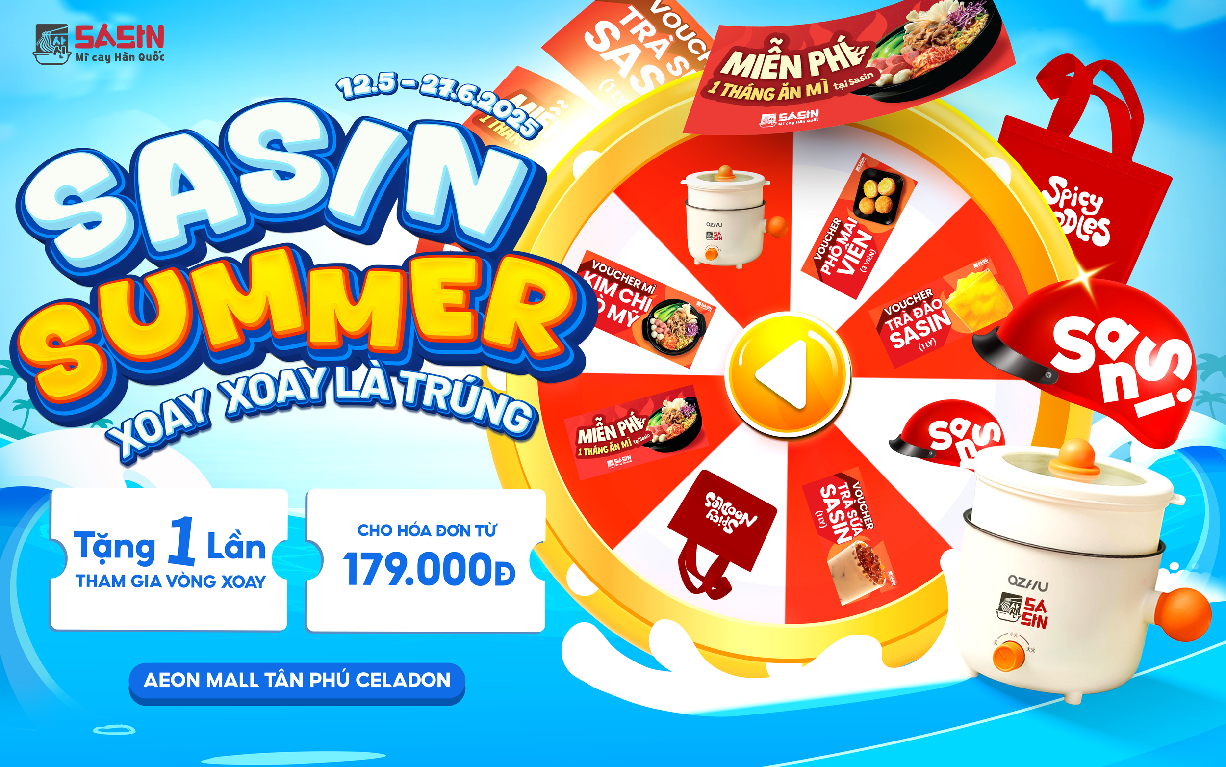 VÒNG XOAY MAY MẮN ĐÃ ĐỔ BỘ TẠI SASIN - AEON MALL TÂN PHÚ CELADON