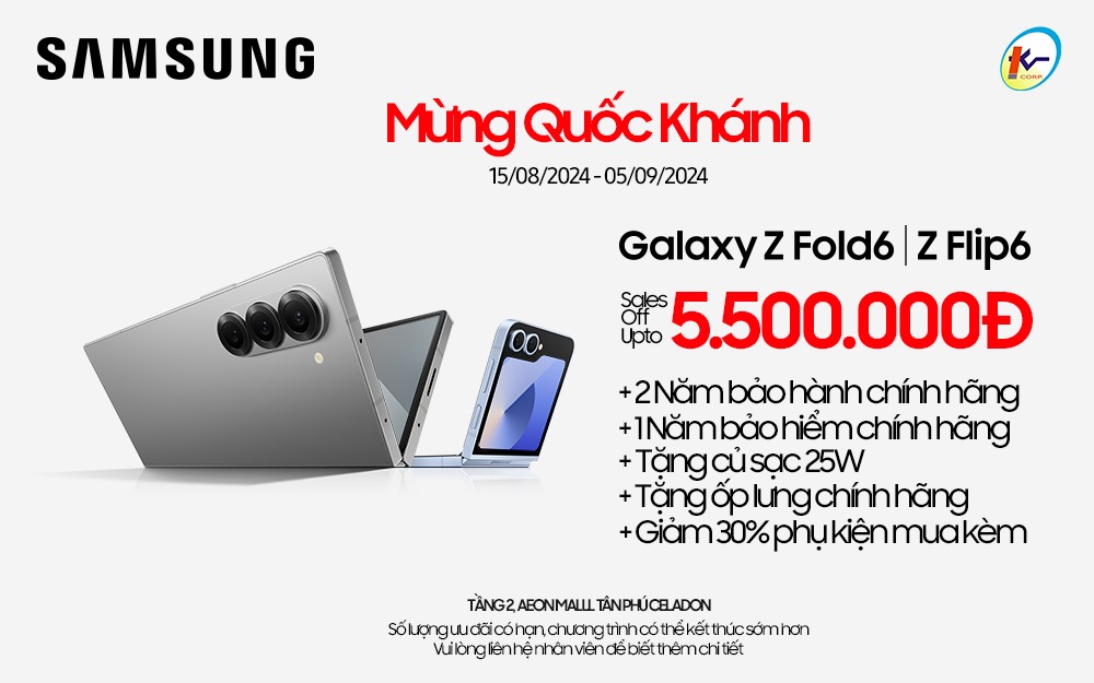 Mừng Đại Lễ Quốc Khánh | Khuyến mãi đặc biệt cho dòng Galaxy Z6 với ưu đãi lên đến 5.500.000VNĐ