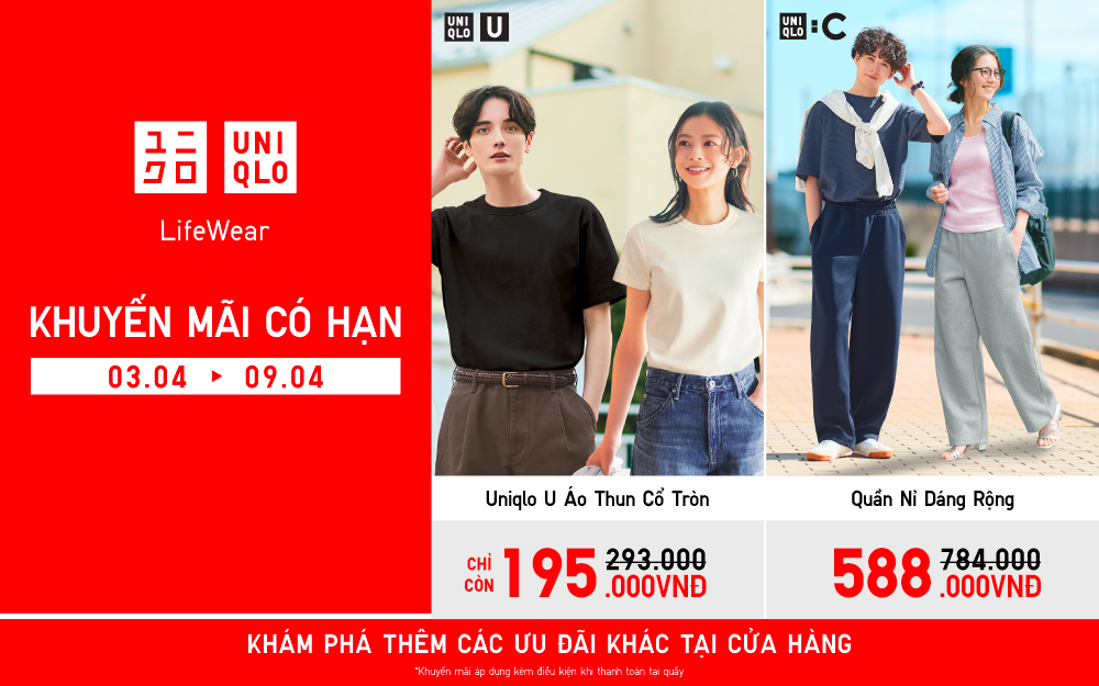 CUỐI TUẦN NÀY, ĐẾN UNIQLO TẬN HƯỞNG KHUYẾN MÃI CÓ HẠN CHỈ TỪ 195.000VNĐ