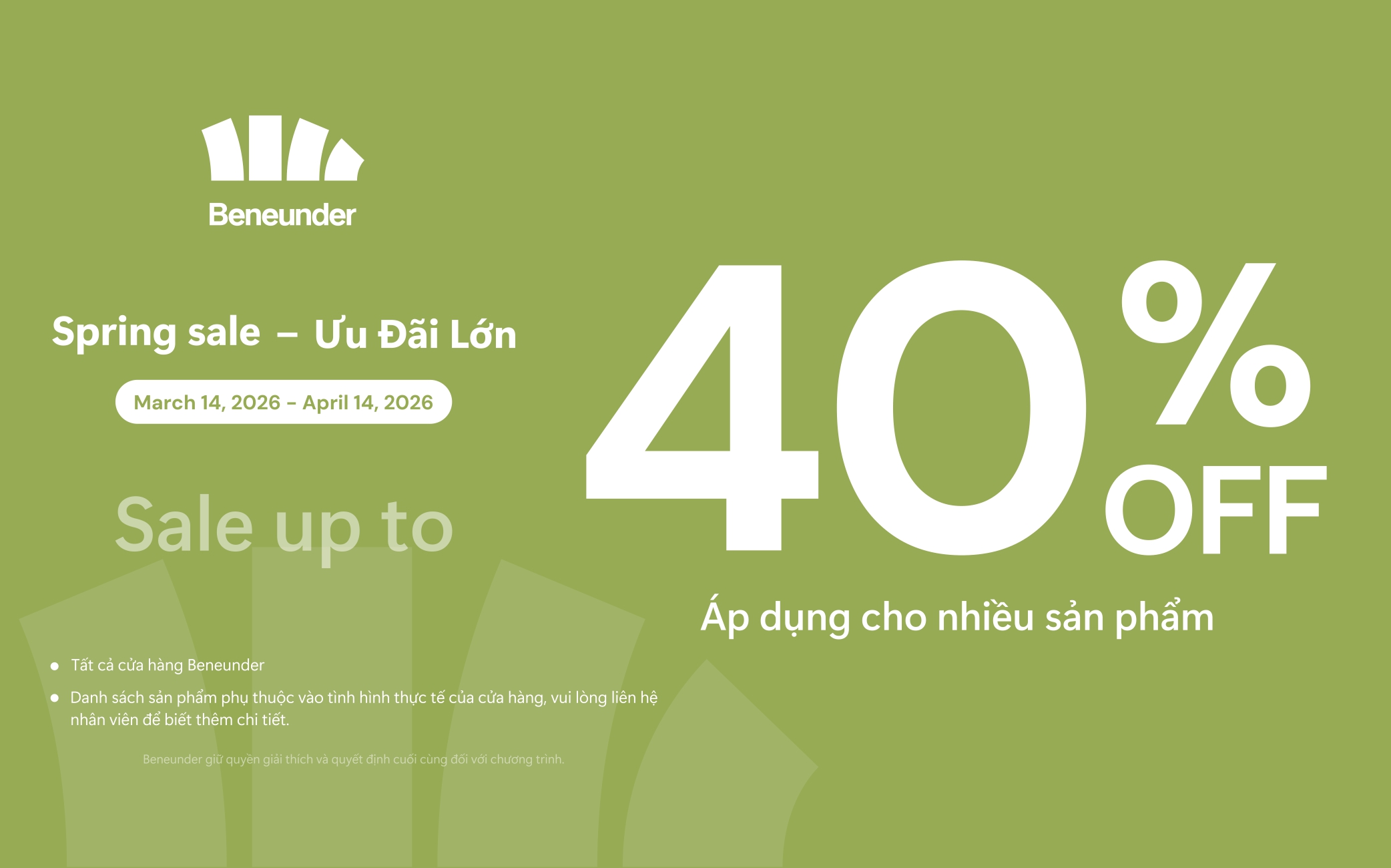 BIG SPRING SALE – ƯU ĐÃI LỚN TẠI BENEUNDER