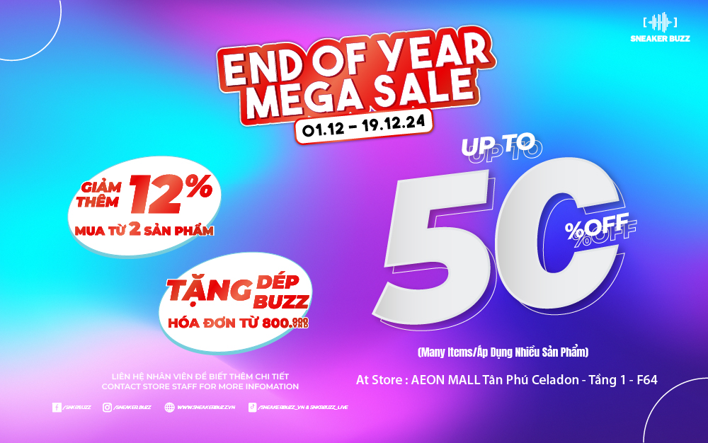 SNEAKER BUZZ END OF YEAR MEGA SALE – GIẢM LÊN ĐẾN 50%!