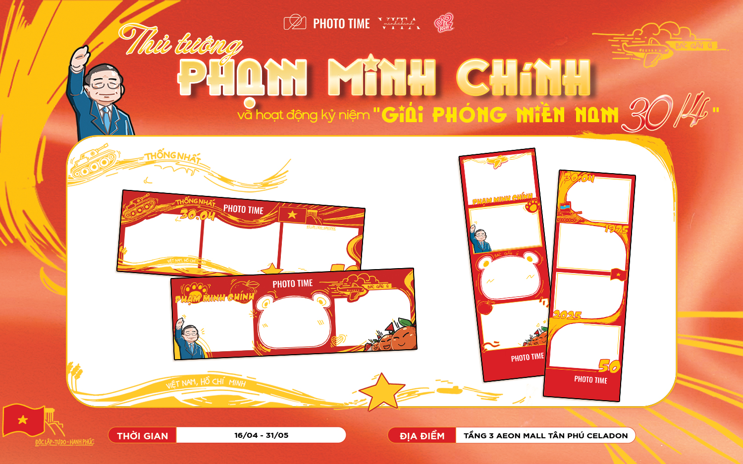 CHỤP PHOTOBOOTH CÙNG KHUNG HÌNH THỦ TƯỚNG PHẠM MINH CHÍNH NHÂN DỊP 30/04 – GIẢI PHÓNG MIỀN NAM