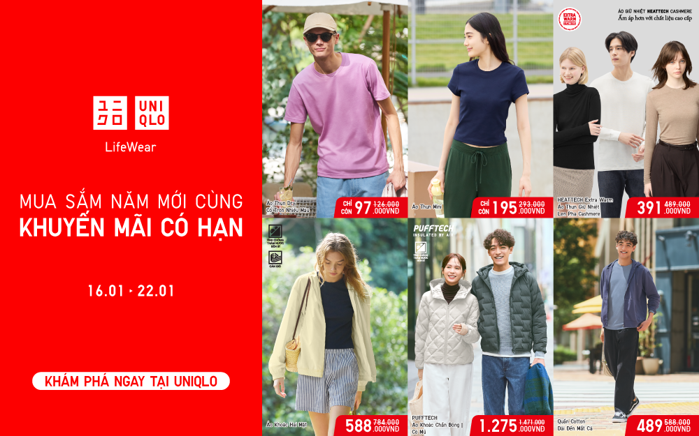 MUA SẮM ĐÓN NĂM MỚI CÙNG ƯU ĐÃI CÓ HẠN TẠI UNIQLO