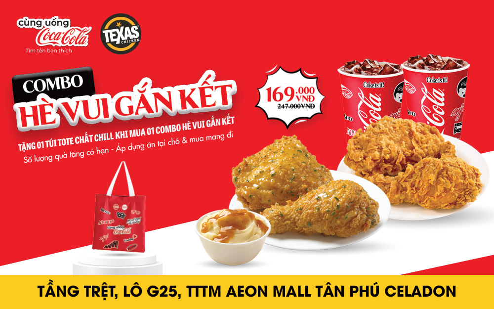CÙNG TEXAS CHICKEN TĂNG THÊM NIỀM VUI CHO MÙA HÈ NÀY VỚI COMBO HÈ VUI – CHỈ 169.000 VND