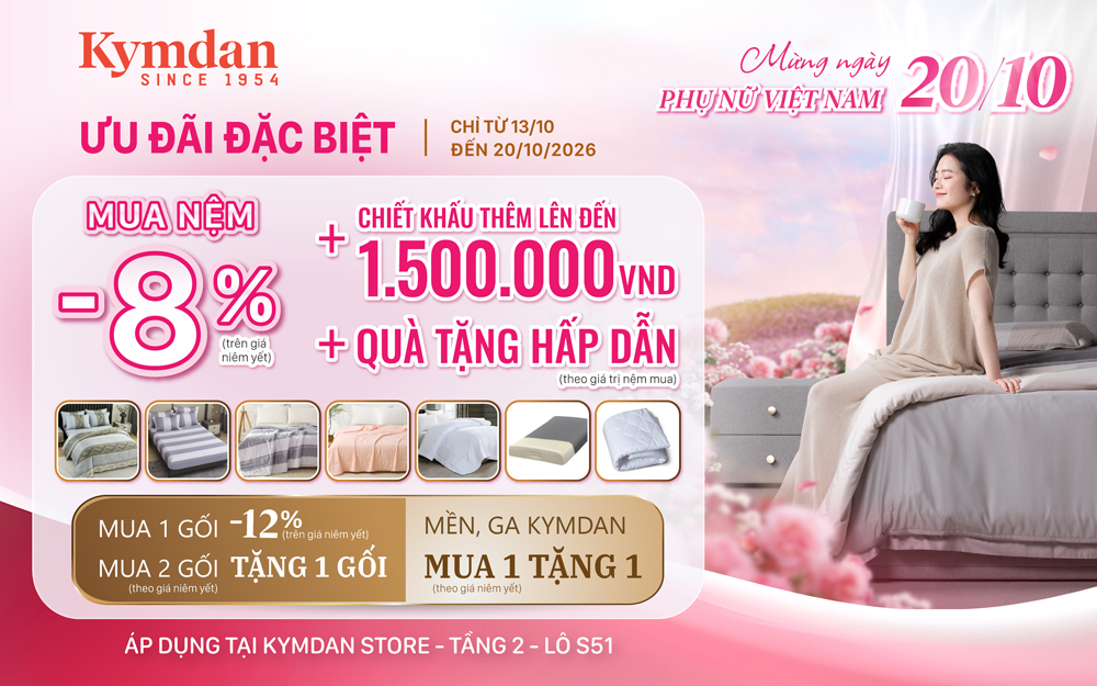 8 NGÀY TRẢI NGHIỆM & ƯU ĐÃI CÙNG KYMDAN – MỪNG NGÀY PHỤ NỮ VIỆT NAM 20/10