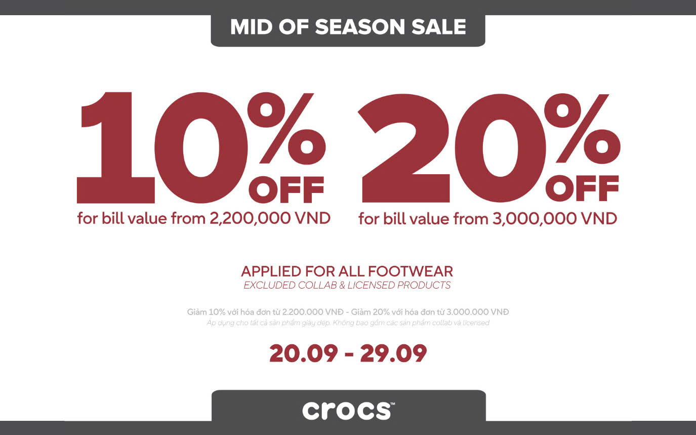 CROCS TUNG MID SEASON SALE, TIẾP CHIÊU THÔI CÁC BẠN ƠI!