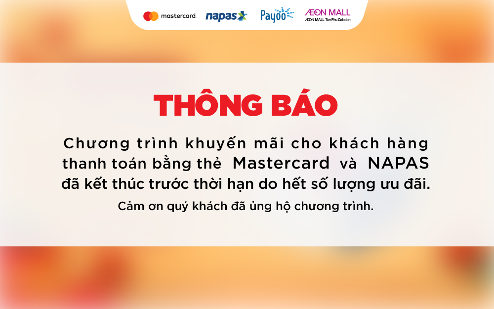  [CHƯƠNG TRÌNH ĐÃ KẾT THÚC] TẾT CẬN KỀ! THANH TOÁN CHẠM TẠI AEON MALL TÂN PHÚ CELADON, GIẢM NGAY 15%